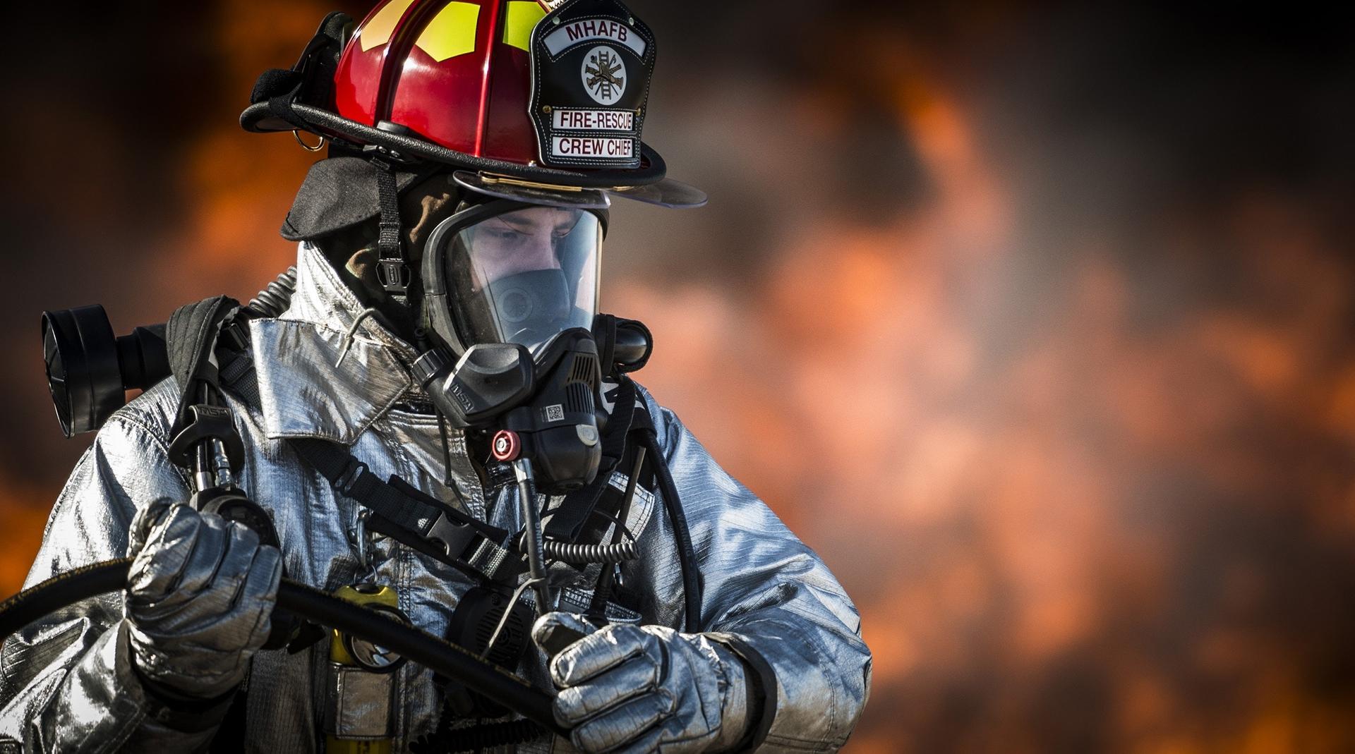 firefighter in protective gear