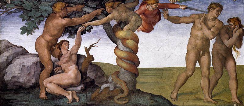The Fall and Expulsion From Garden of Eden by Michelangelo, 1509-1510