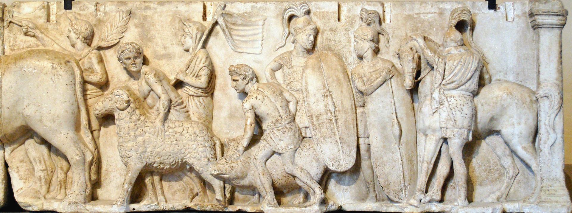 Two Roman soldiers shown in the  Ahenobarbus relief (Image Credit: Public Domain)