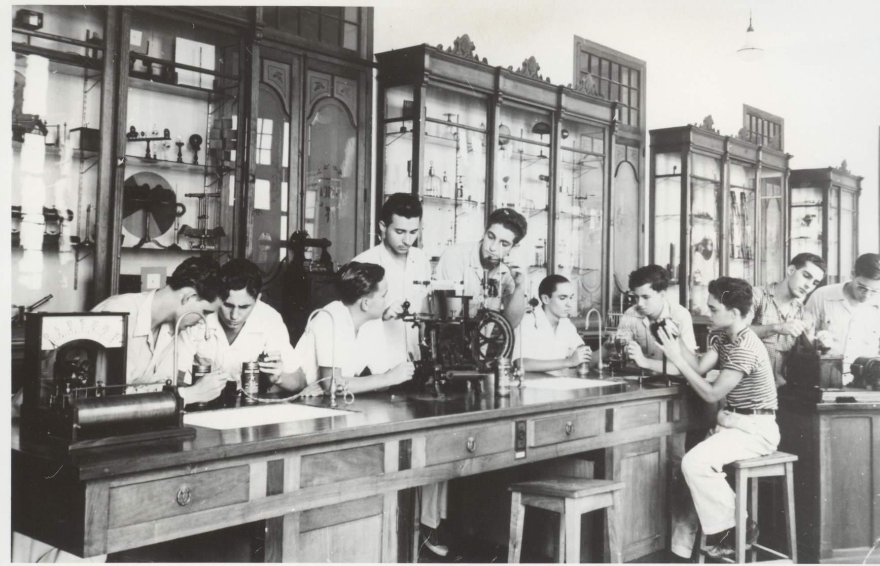 Castro during class in prepratory school.