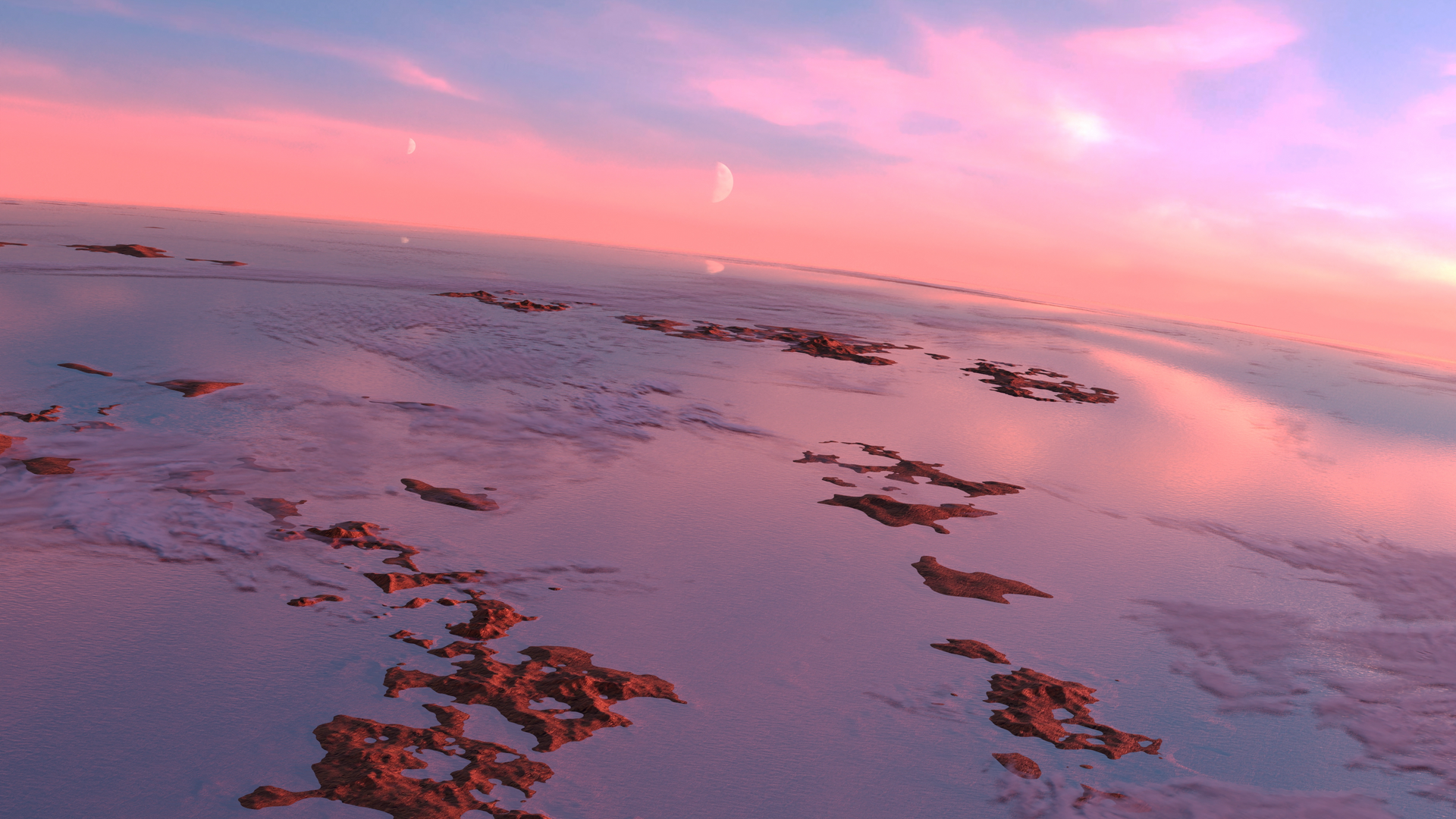 Earth-like planet at sunrise